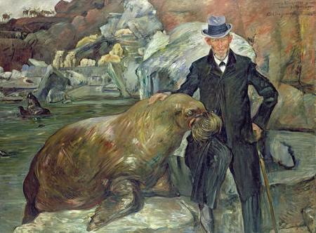 Portrat Carl Hagenbeck mit dem Walrob Pallas, Lovis Corinth